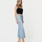 Charming - Mid Rise Raw Distressed Hem Wide Leg Jeans