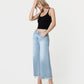 Charming - Mid Rise Raw Distressed Hem Wide Leg Jeans