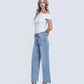 Left 45 degrees product image of God Given - Mid Rise Frayed Ankle Wide Leg Jeans