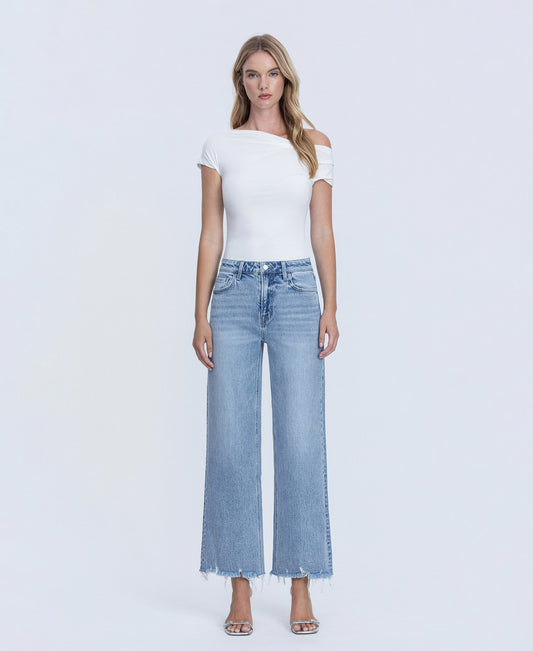Front product images of God Given - Mid Rise Frayed Ankle Wide Leg Jeans