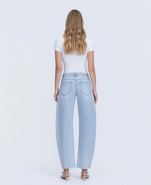 Back product images of Godlike - High Rise Seam Detail Crop Barrel Jeans