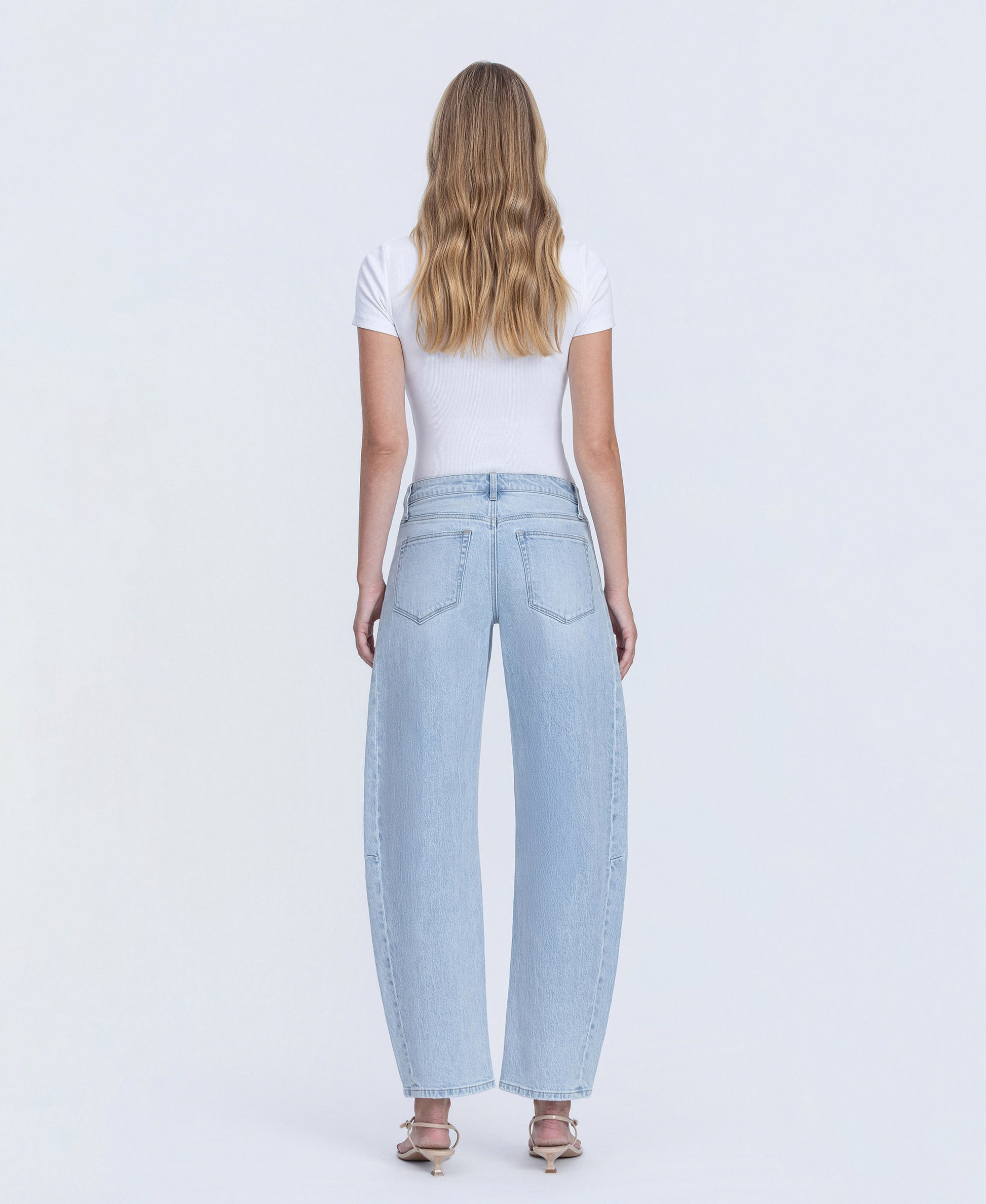 Back product images of Godlike - High Rise Seam Detail Crop Barrel Jeans