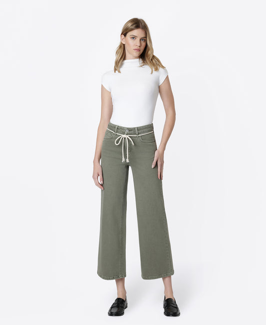 Front product images of Sea Spray - High Rise Drawstring Crop Wide Leg Jeans