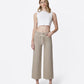 Front product images of Taupe - High Rise Drawstring Crop Wide Leg Jeans