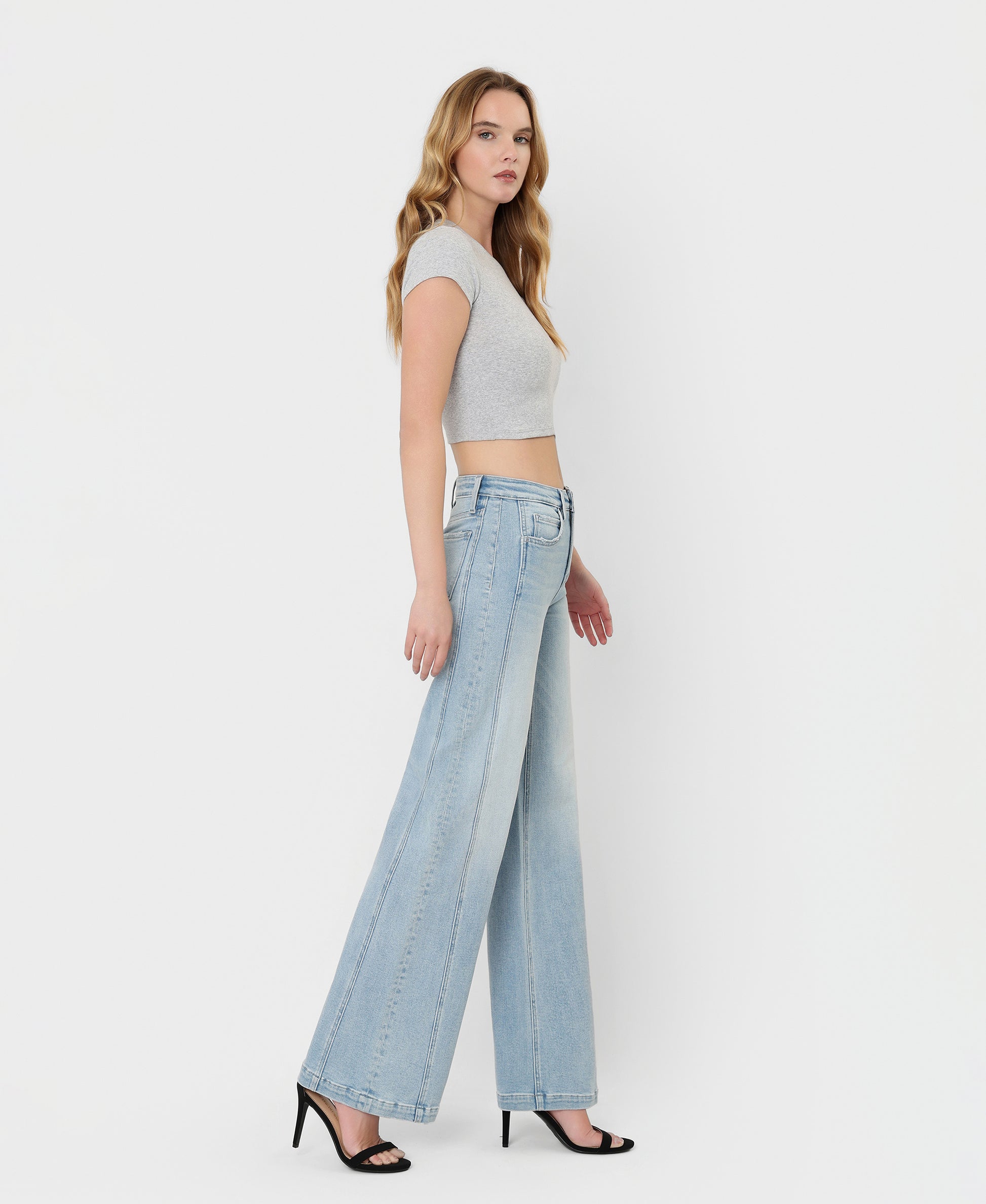 Right side product images of Great Rapids - High Rise Side Panel Wide Leg Jeans