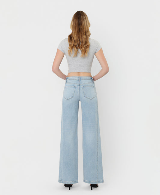 Back product images of Great Rapids - High Rise Side Panel Wide Leg Jeans