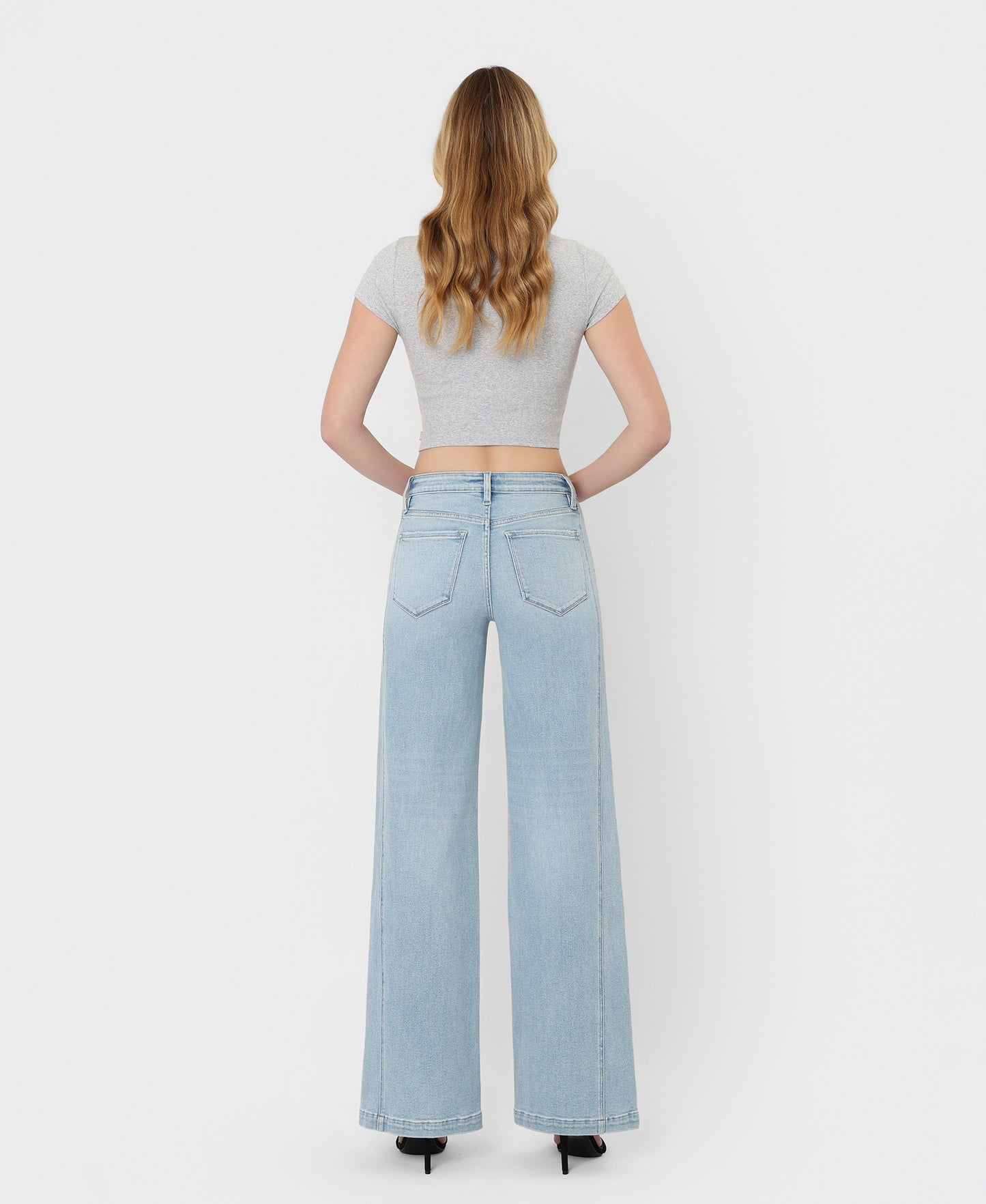 Back product images of Great Rapids - High Rise Side Panel Wide Leg Jeans