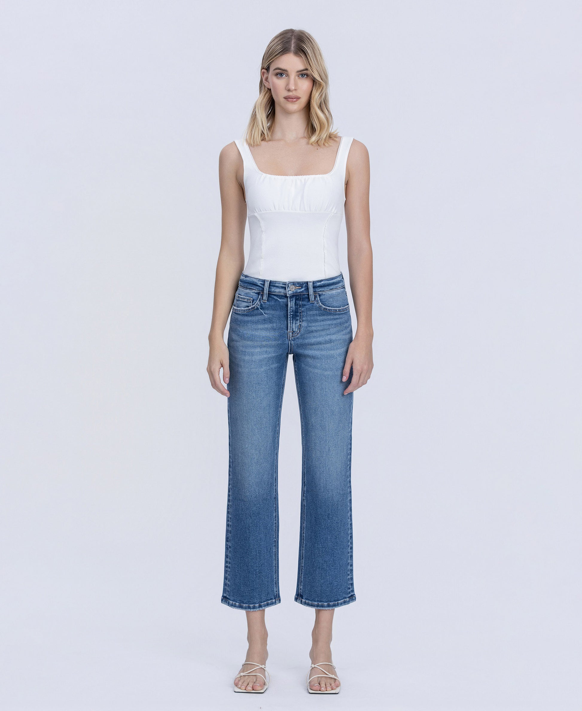 Front product images of Aventurine - Mid Rise Ankle Straight Jeans.
