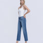 Left 45 degrees product image of Aventurine - Mid Rise Ankle Straight Jeans