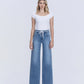 Front product images of Humility - High Rise Double Buttons Drawstring Wide Leg Jeans