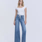Right 45 degrees product image of Humility - High Rise Double Buttons Drawstring Wide Leg Jeans