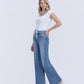 Left 45 degrees product image of Humility - High Rise Double Buttons Drawstring Wide Leg Jeans