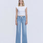 Front product images of Humor - High Rise Elastic Drawstring WB Wide Leg Jeans