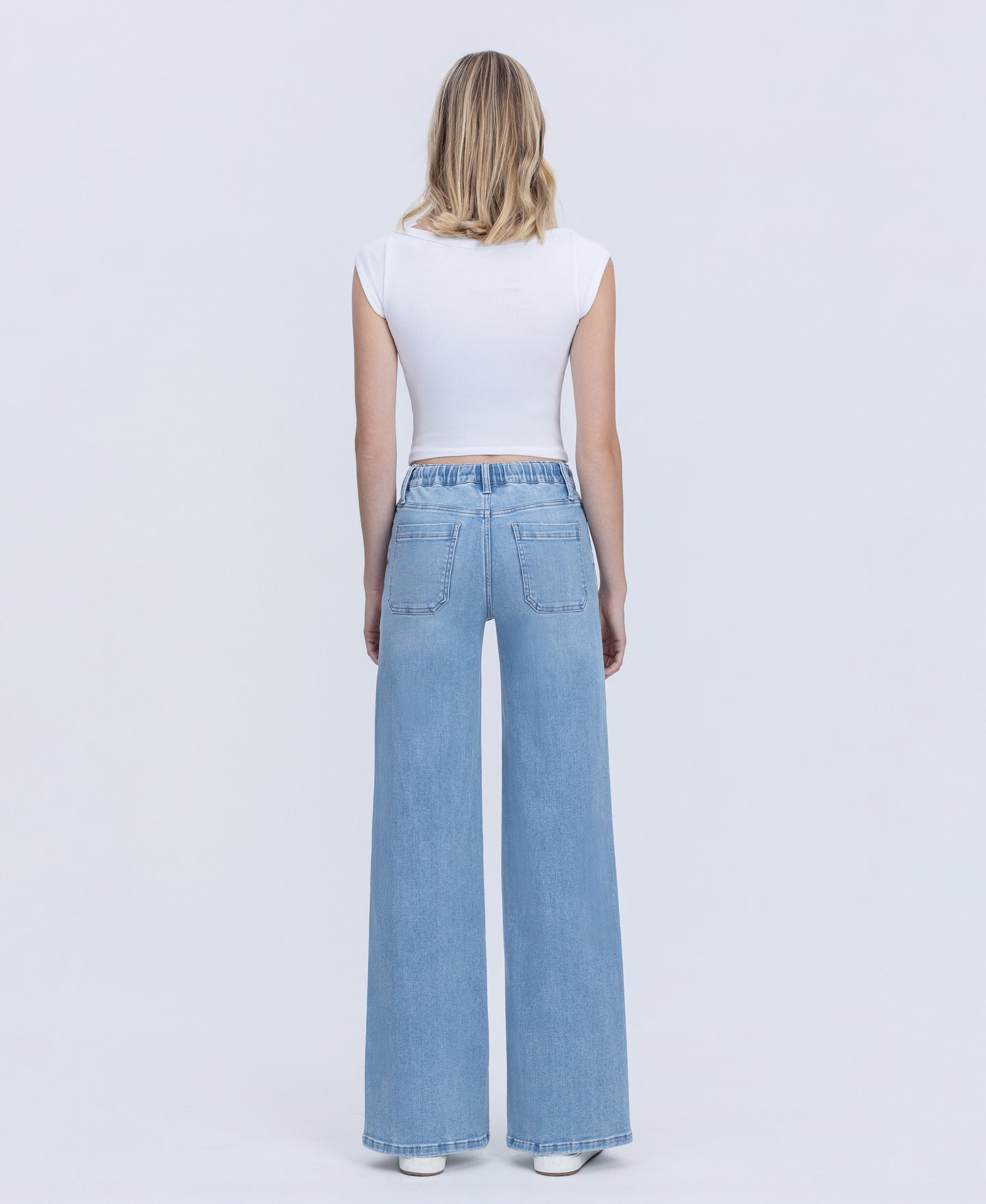 Back product images of Humor - High Rise Elastic Drawstring WB Wide Leg Jeans