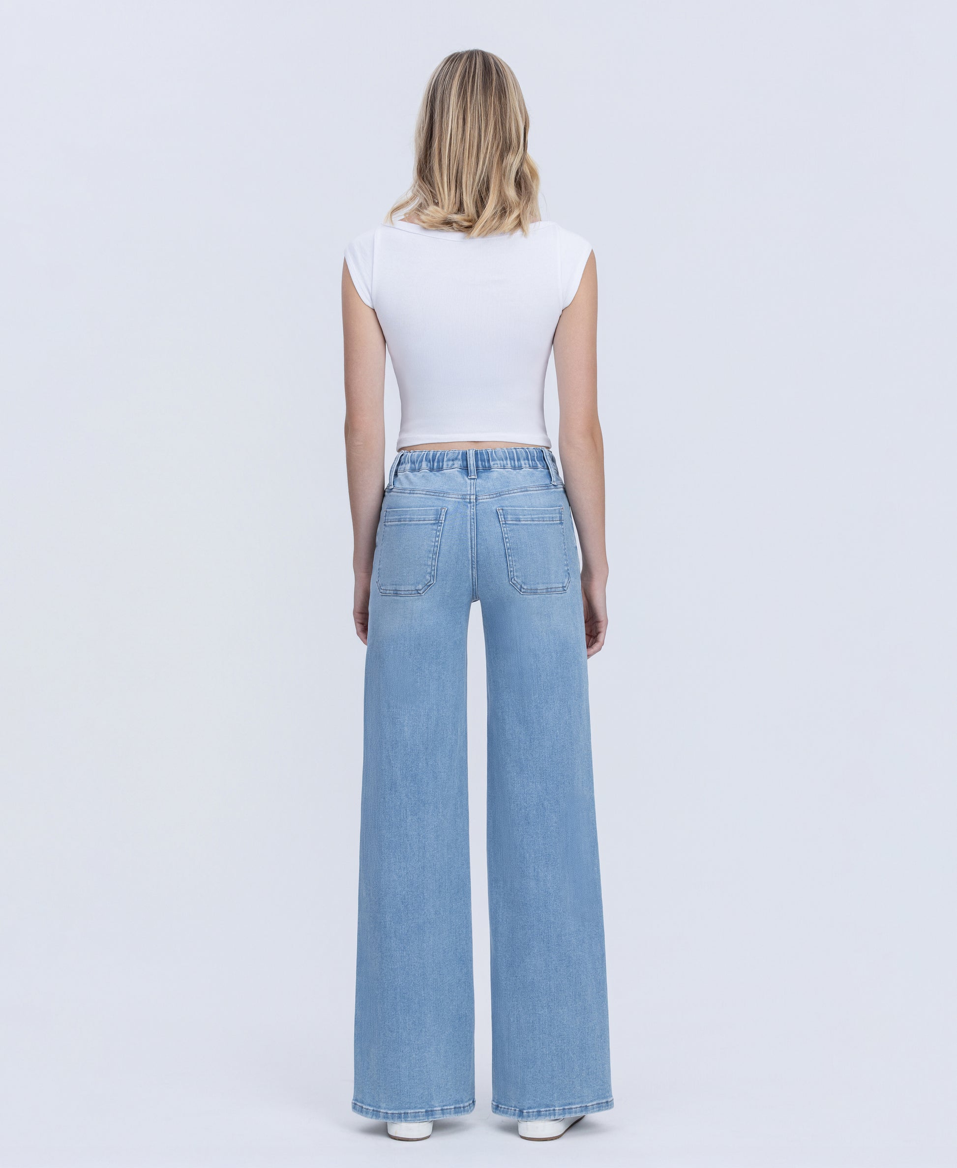 Back product images of Humor - High Rise Elastic Drawstring WB Wide Leg Jeans