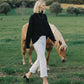editorial image of Optic White - Mid Rise Uneven Frayed Hem Crop Straight Jeans