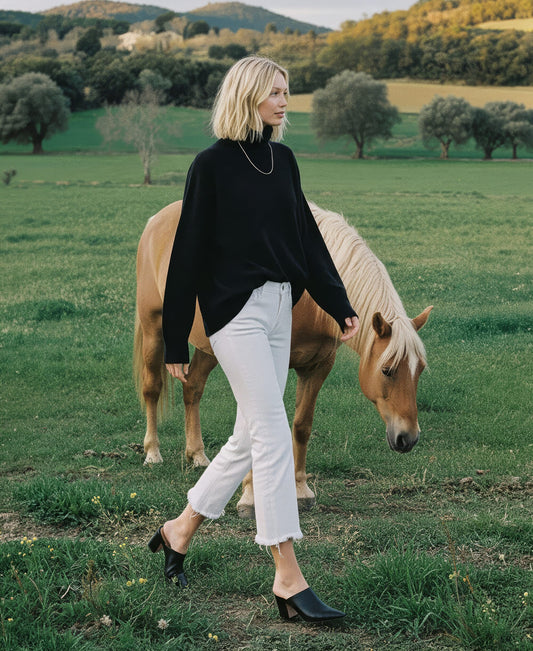 editorial image of Optic White - Mid Rise Uneven Frayed Hem Crop Straight Jeans