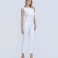 Right 45 degrees product image of Optic White - Mid Rise Uneven Frayed Hem Crop Straight Jeans