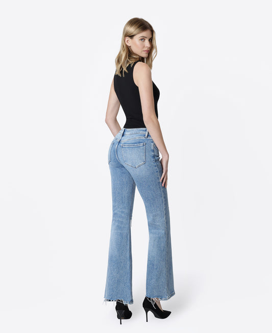 Back product images of Idolize - Low Rise Distressed Easy Flare Jeans