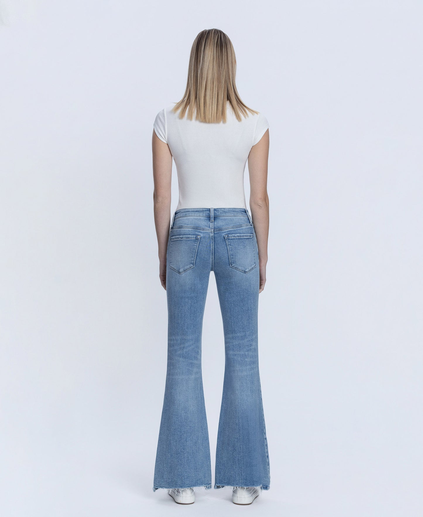 Back product images of Idolize - Low Rise Distressed Easy Flare Jeans