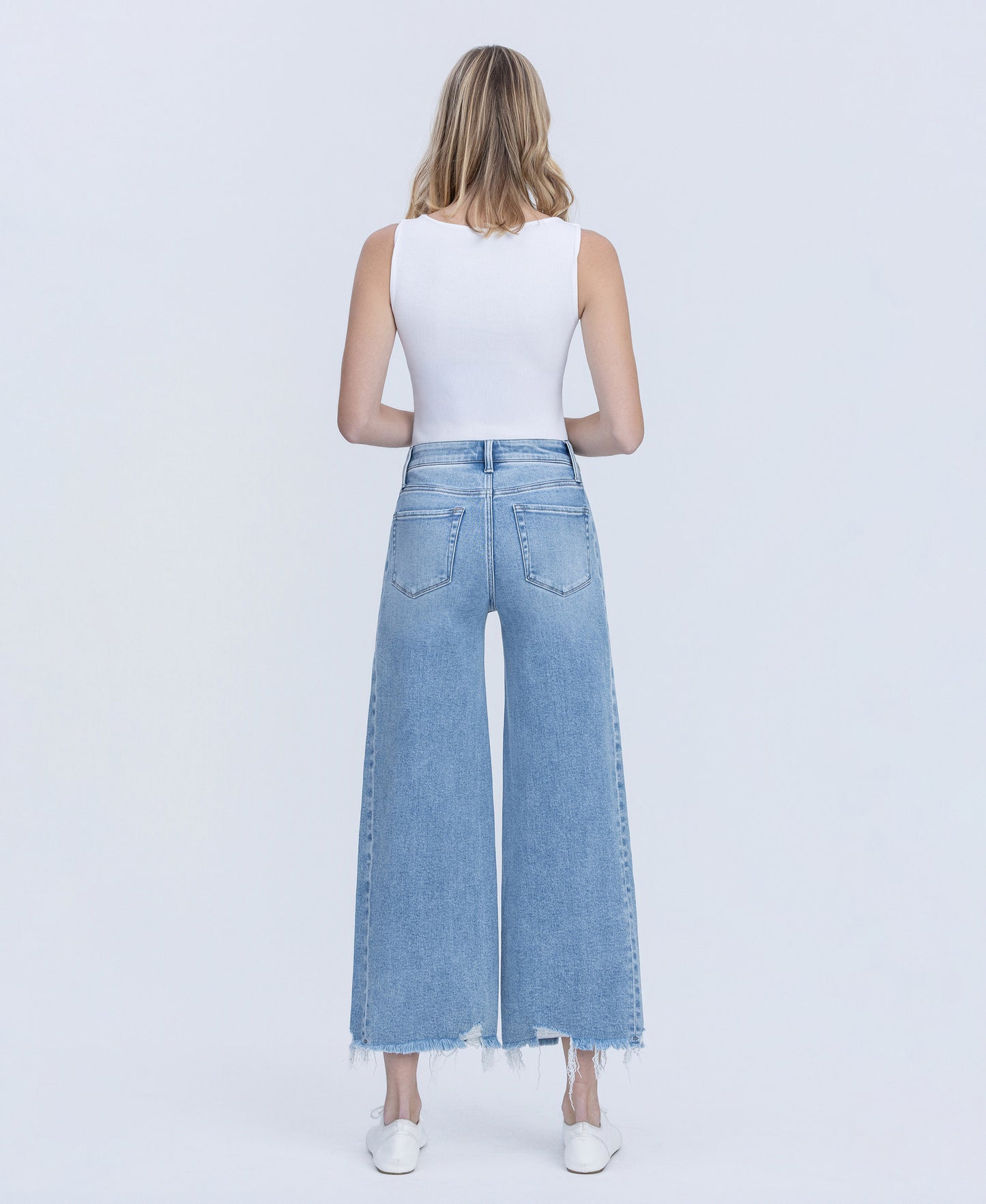 Back product images of Idyllic - High Rise Side Panel Crop Wide Leg Jeans