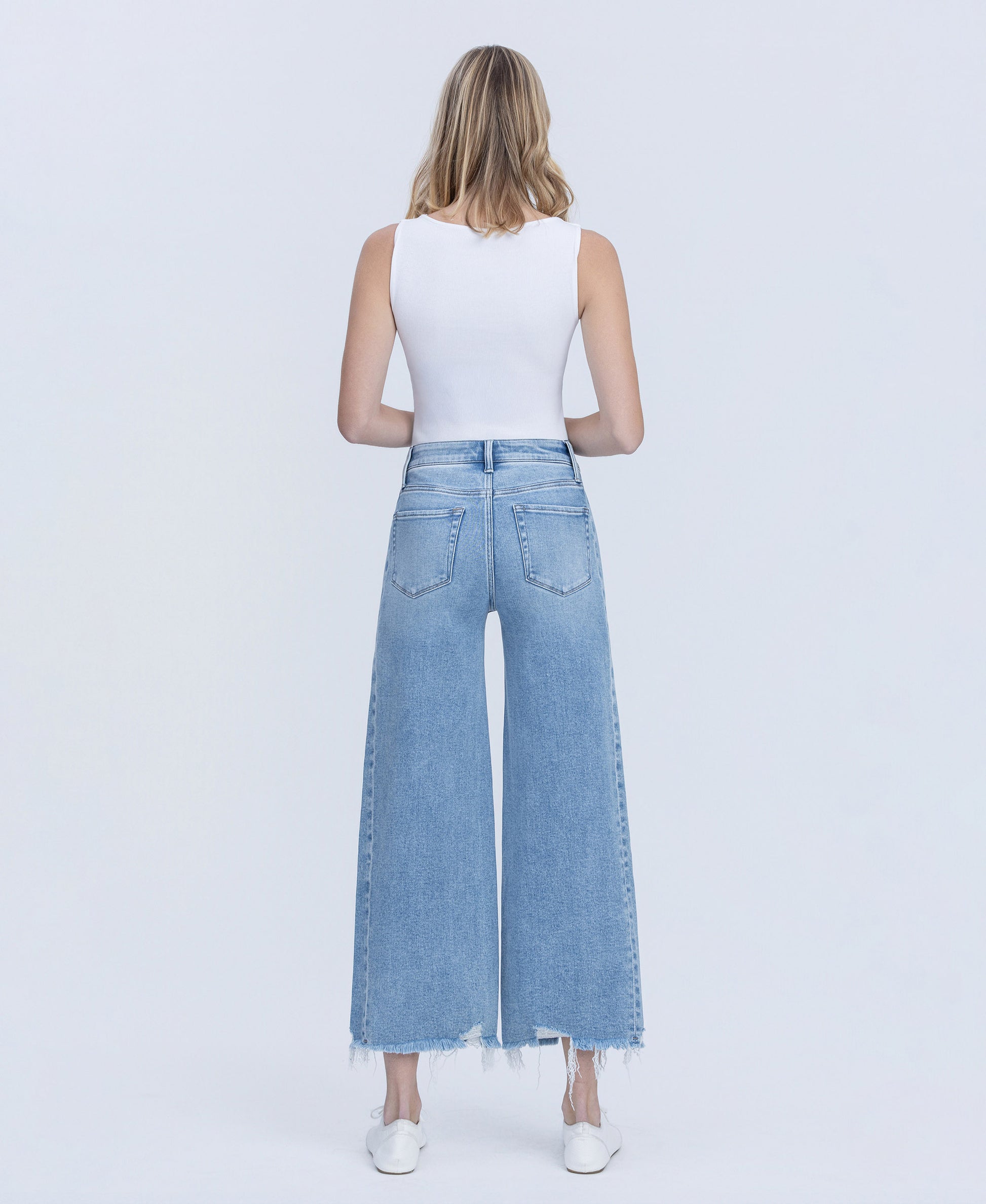 Back product images of Idyllic - High Rise Side Panel Crop Wide Leg Jeans