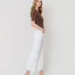 Right side product images of Optic White - High Rise Uneven Raw Hem Crop Wide Leg Jeans