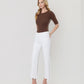Left 45 degrees product image of Optic White - High Rise Uneven Raw Hem Crop Wide Leg Jeans