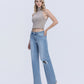 Left 45 degrees product image of Illustrative - Mid Rise Distressed Full Length Wide Leg Jeans