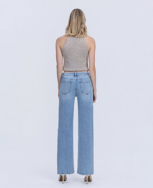 Back product images of Illustrative - Mid Rise Distressed Full Length Wide Leg Jeans