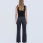 Back product images of Black - Mid Rise Raw Distressed Hem Ankle Slim Wide Leg Jeans