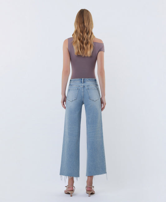 Back product images of Imaginative - High Rise Distressed Hem Crop Wide Leg Jeans