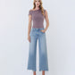 Front product images of Imaginative - High Rise Distressed Hem Crop Wide Leg Jeans
