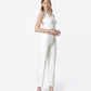 Right 45 degrees product image of Optic White - High Rise Cuffed Slim Wide Leg Jeans