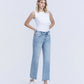 Right 45 degrees product image of Infrequent - Mid Rise Uneven Raw Hem Slim Wide Leg Jeans