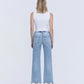 Back product images of Infrequent - Mid Rise Uneven Raw Hem Slim Wide Leg Jeans