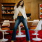editorial image of Medium Dark - Mid Rise Full Length Straight Jeans
