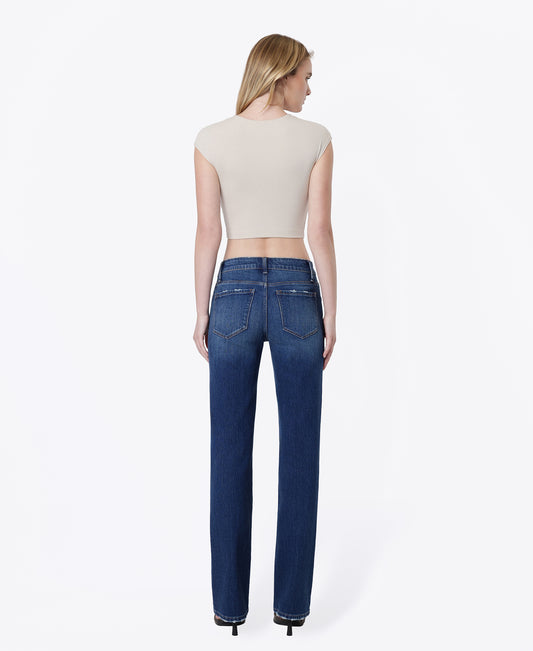 Back product images of Medium Dark - Mid Rise Full Length Straight Jeans