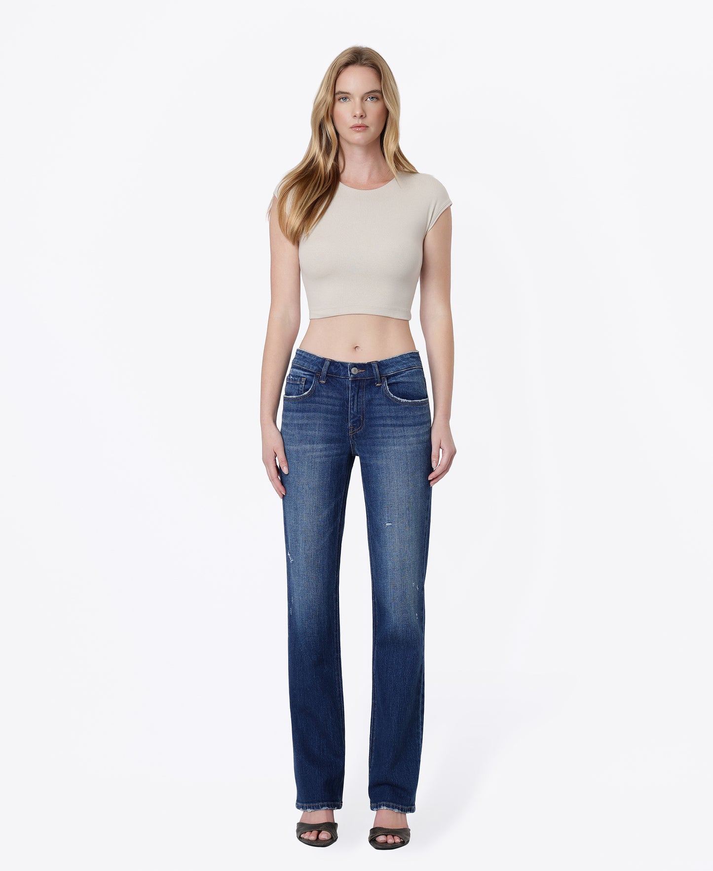 Front product images of Medium Dark - Mid Rise Full Length Straight Jeans