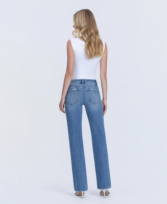 Back product images of Innovative - Mid Rise Full Length Straight Jeans