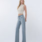 Left 45 degrees product image of Insightful - High Rise Raw Hem Slim Wide Leg Tinted Jeans