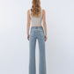 Back product images of Insightful - High Rise Raw Hem Slim Wide Leg Tinted Jeans