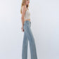 Right side product images of Insightful - High Rise Raw Hem Slim Wide Leg Tinted Jeans