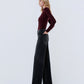 Left side product images of Black - Mid Rise Distressed Hem Wide Leg Jeans