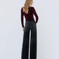 Back product images of Black - Mid Rise Distressed Hem Wide Leg Jeans