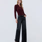 Right 45 degrees product image of Black - Mid Rise Distressed Hem Wide Leg Jeans