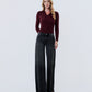 Front product images of Black - Mid Rise Distressed Hem Wide Leg Jeans
