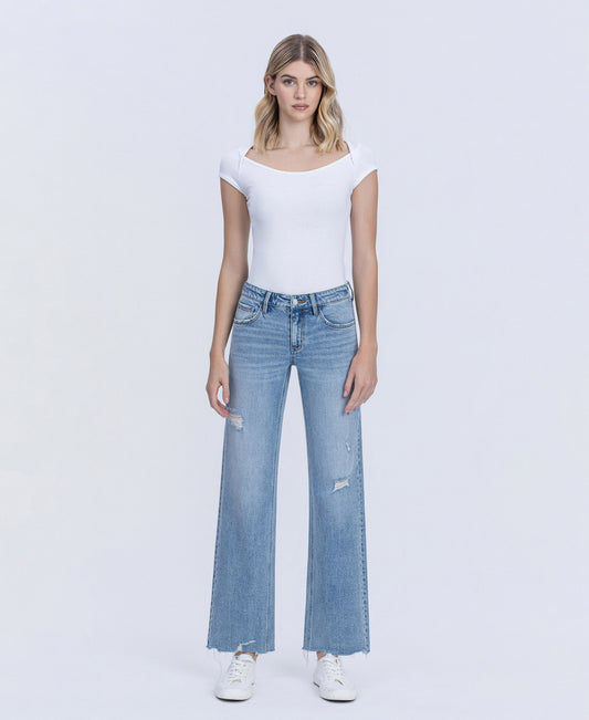 Front product images of Joyous - Low Rise Distressed Slim Wide Leg Jeans
