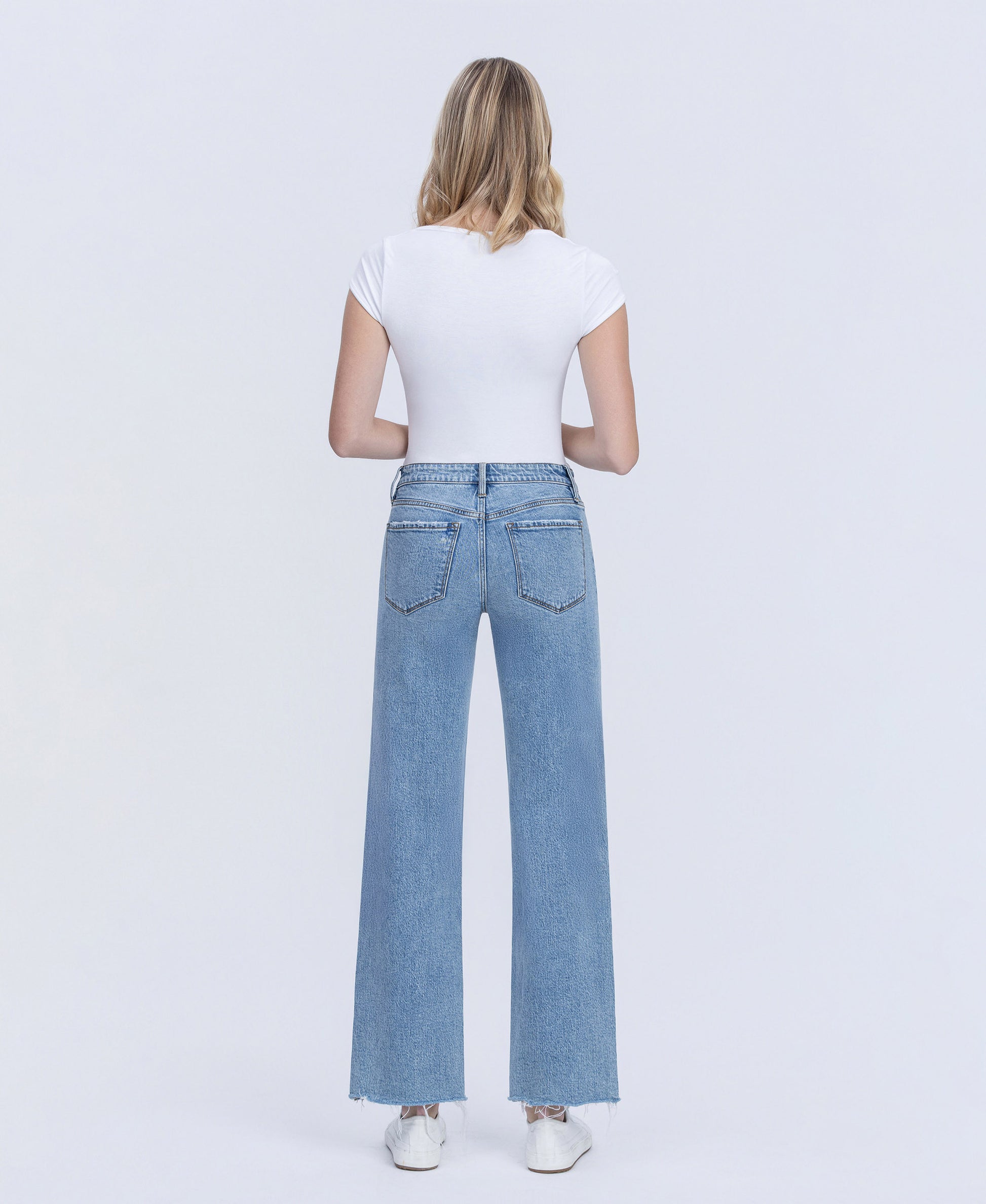 Back product images of Joyous - Low Rise Distressed Slim Wide Leg Jeans