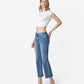 Left 45 degrees product image of Joysome - Mid Rise Distressed Hem Crop Straight Jeans